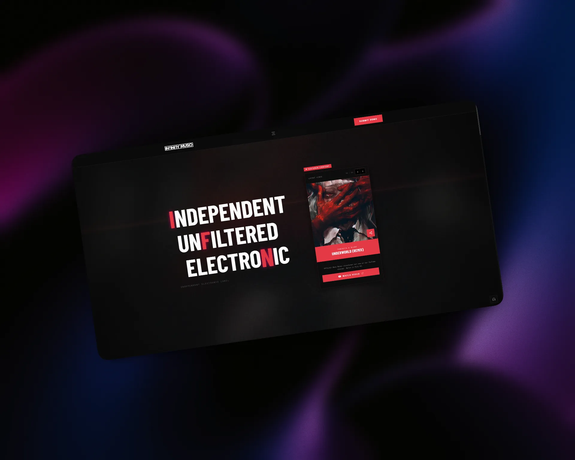 Infinity Music — Rediseño web del sello discográfico